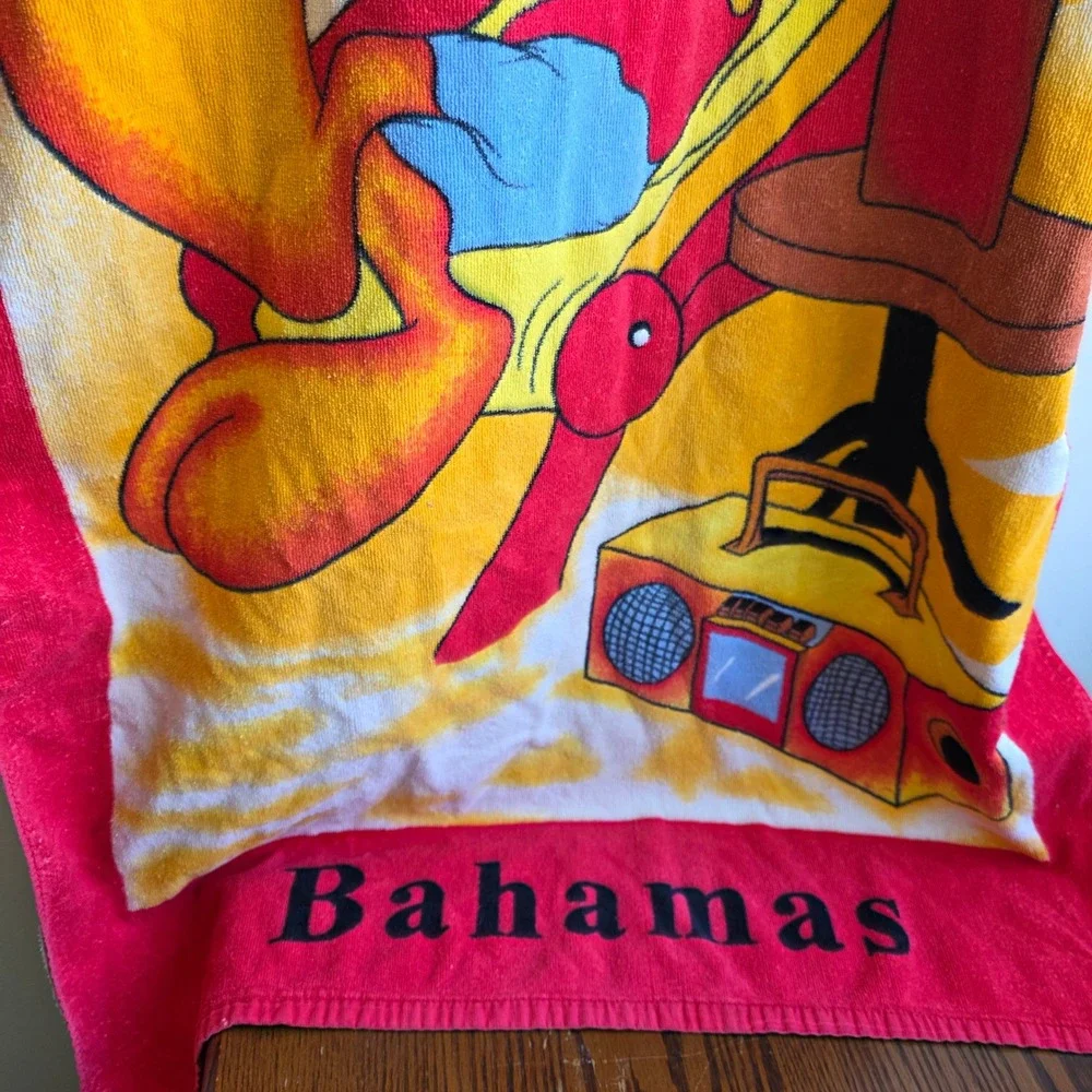 Vintage Looney Tunes Tweety Bird Bahamas Beach Towel Backpack 2-in-1 Red 56in